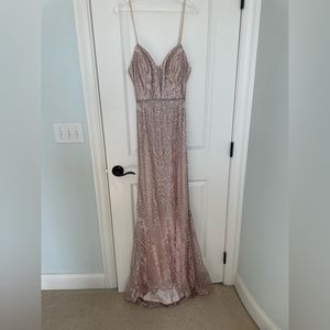 Splash rose gold prom dress